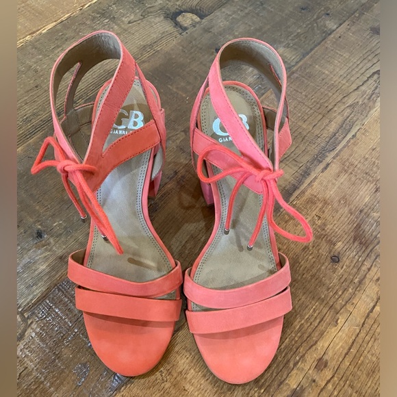 Gianni Bini Block Heel Sandal Size 9 Coral - Picture 2 of 12